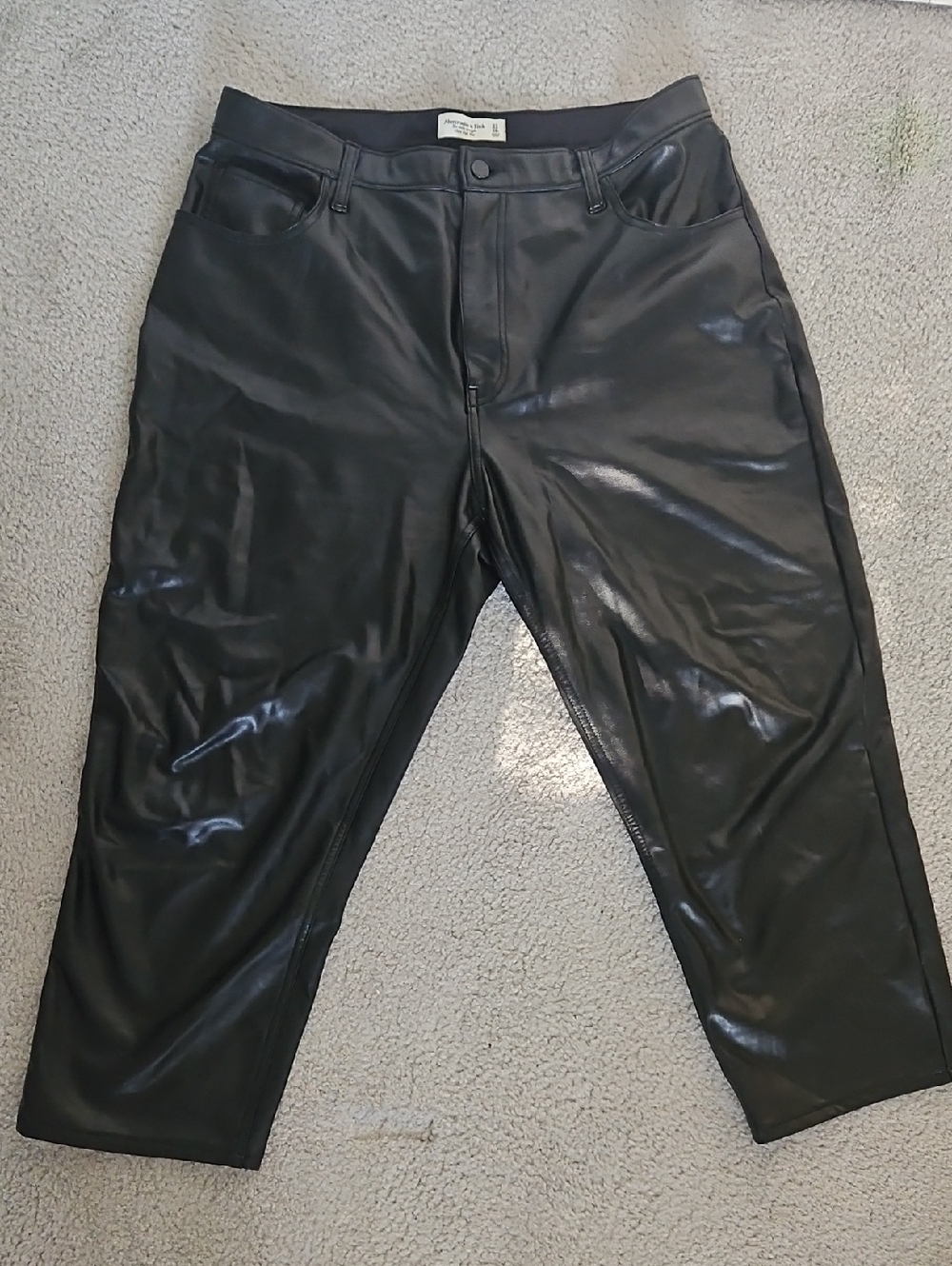 Abercrombie & Fitch Black Curve Love Faux Leather Ankle Straight Ultra High